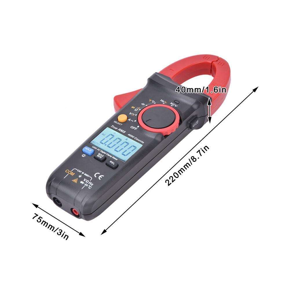 UT213B Digital Clamp Meter 4000 Counts 400A True RMS AC DC Voltage Current Auto-ranging Amp Voltage Tester with Backlight with Ohm Diode Capacitance Temperature Test 4