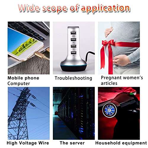 2 Pack 5 LED EMF Meter Magnetic Field Detector Ghost Hunting Paranormal Equipment Tester Portable Counter Orange 6