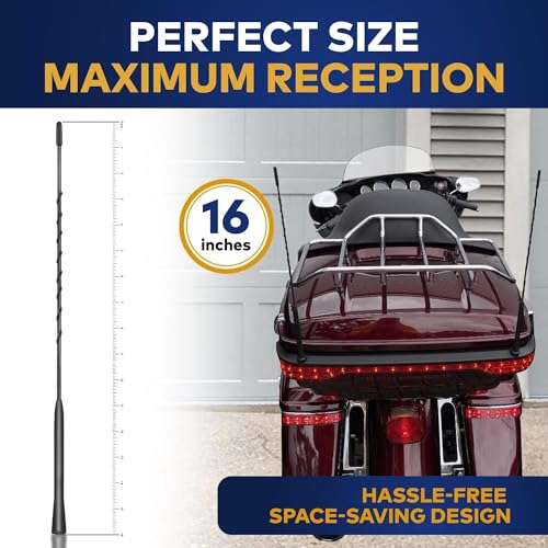 2-Pack Short Whip Metal Antenna Mast for Harley Davidson | Highly Durable Premium 16 Inch Antennas | Black Car Wash-Proof FM AM XM CB Radio Antenna | Universal Accessories for Harley Davidson 5