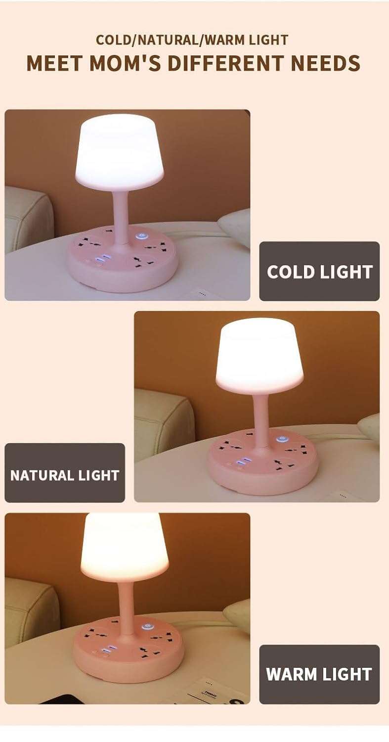 Socket Desk Lamp|Smart Multi-Function Desktop Lamp with Remote Control| Eye Protection Night Light Creative USB Socket Board for Home Office| USB Plug in Small Table Lamp with Phone Holder 4