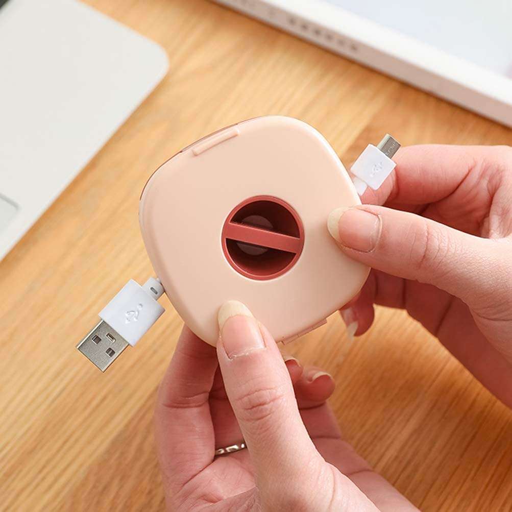 Dkriva Charging Cable Winder Stretchable Cord Keeper USB Cable Organizer Holder Cable Management Reel Case Headphone Wire Shortener for Home Office Storage (Random Color)(1PCS) 1