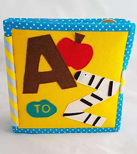 ChubbyCheeks A to Z English Alphabet 8 Pages Quiet/Soft Book Educational Toys for Independant playtime montessori Toys for Infants, Toddlers & Kids Early learning letter toy for babies kids touch book