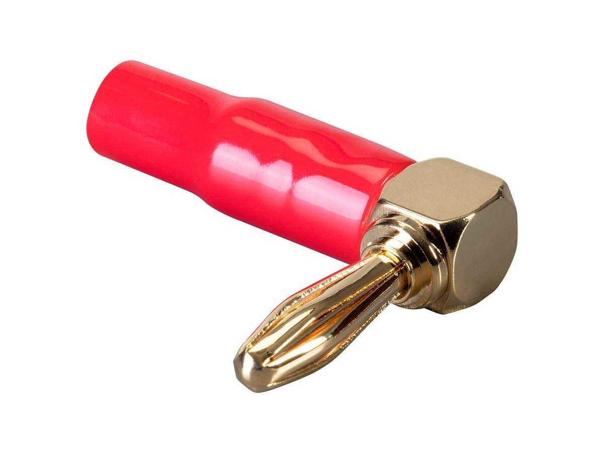 Monoprice 1 Pair Right Angle 24k Gold Plated Banana Speaker Wire Cable Screw Plug Connectors Black/Red 2