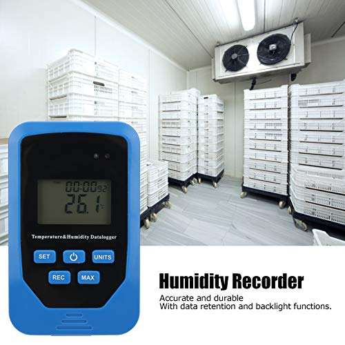 Digital Temperature Recorder, Portable Digital Thermometer, Humidity Recorder, Accurate for Industry Durable Lab 2