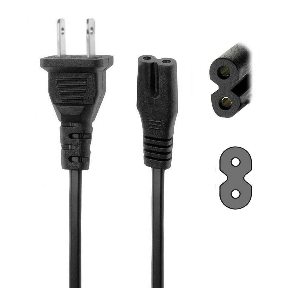 2 Prong Power Cord for Samsung/TCL/LG/Sony/Sharp/Toshiba/Insignia/JVC/Hisense LED LCD Smart 4K HDTV 1