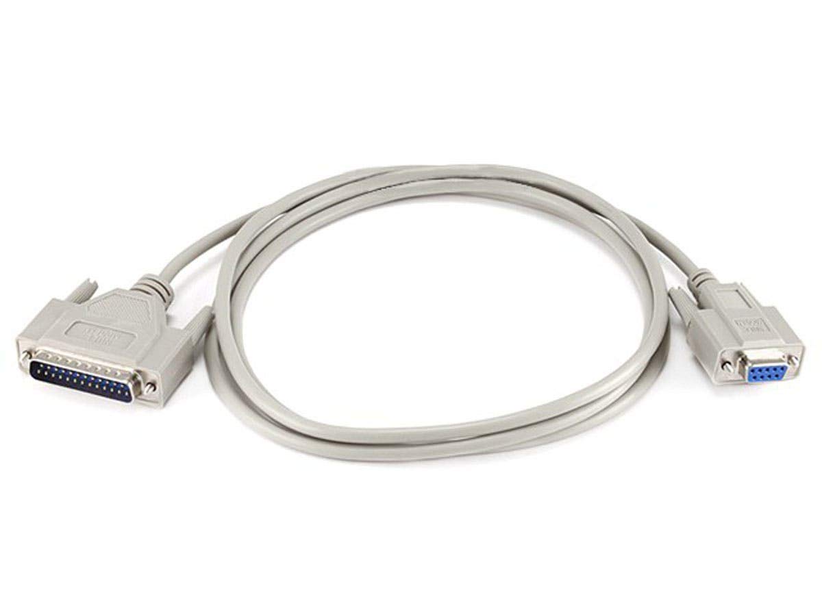 Monoprice Molded Null Modem Cable - 6 Feet - DB9 Female to DB25 Male