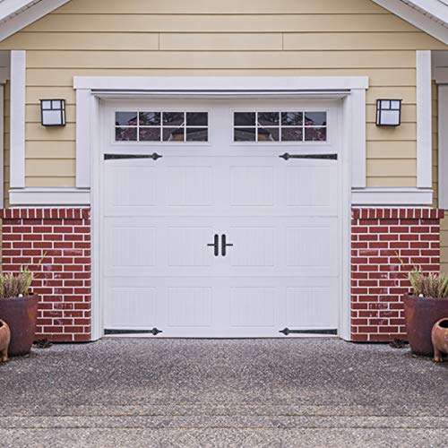 SANKEYTEW Garage Door Magnetic Decorative Hardware Kit, 4 Hinges 2 Handles Door Carriage Accents for 1 Car Garage, Strong Magnets, Color Black 2
