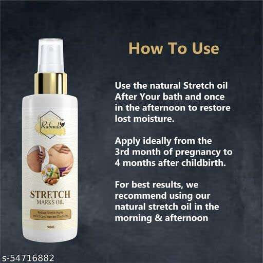 Rabenda Stretch Care Oil to Minimize Stretch Marks & Even Out Skin Tone - Blend of 6 Oils with Rosehip (200 ml) 4
