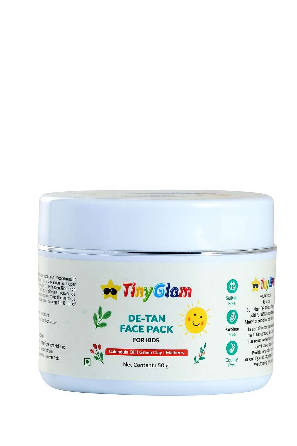 TinyGlam Kids De-Tan Face Pack for 4–16 Years | Brightening & Tan Removal | Natural Clay & Fruit Extracts | Gentle on Sensitive Skin | Sulphate & Paraben Free | 50 Gram 1