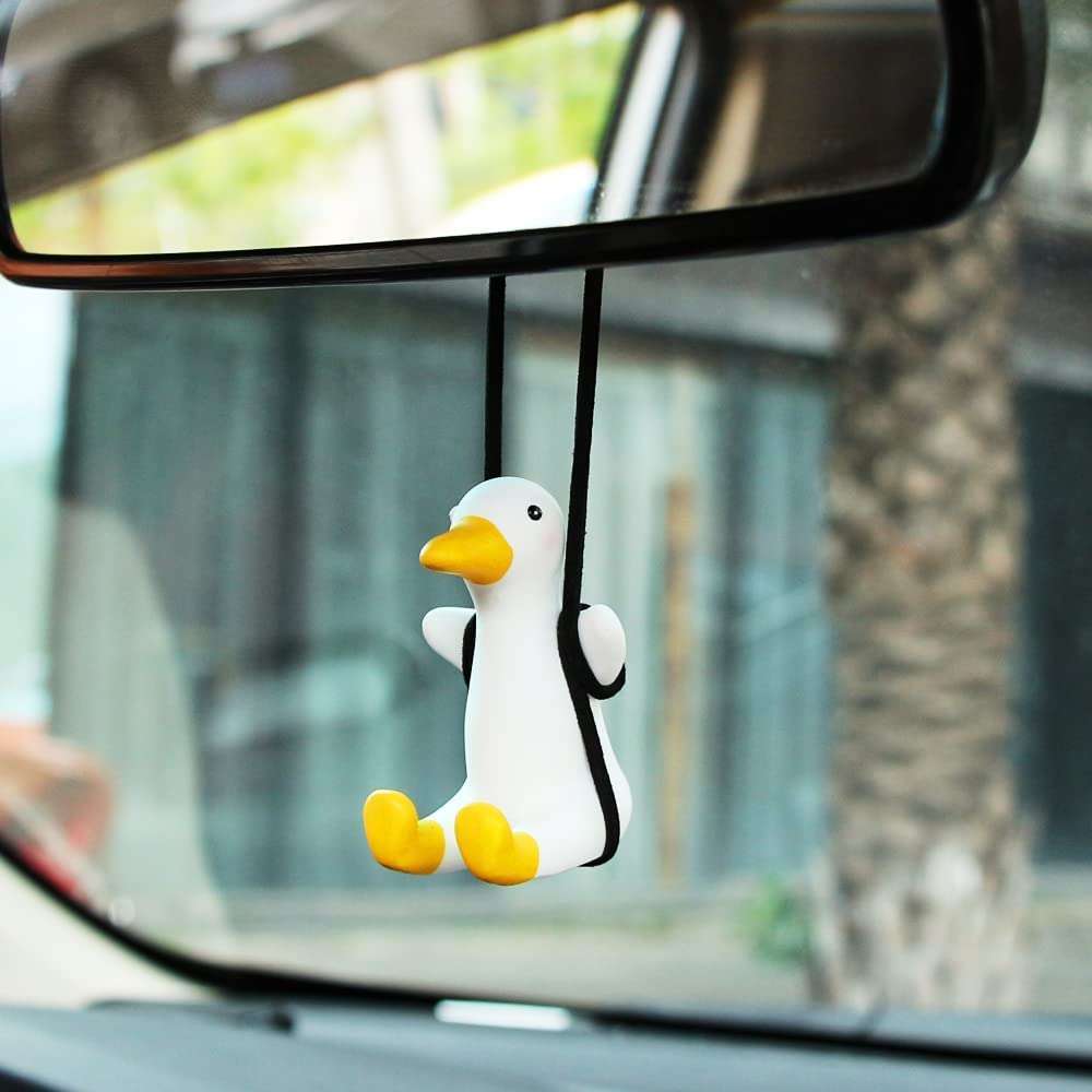 Bestrix Cute Swing Duck Car Rear View Mirror Hanging Decoration | Car Hanging Ornament 1