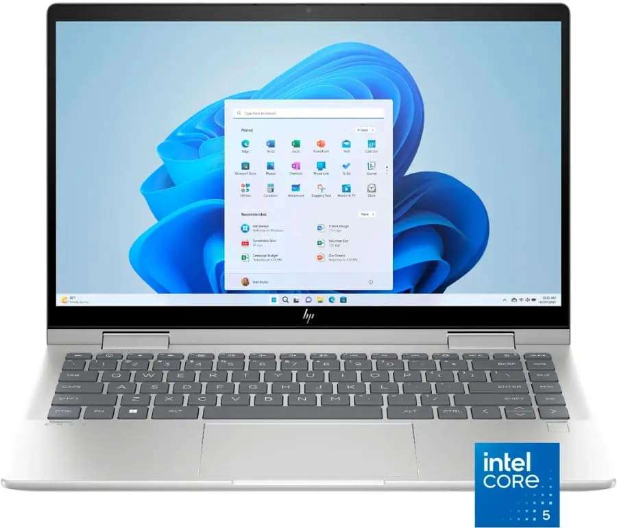 HP Envy x360 2-in-1 14'' FHD IPS Touch Laptop, Intel Core 5 120U, 8GB RAM, 1TB SSD, Fingerprint Reader, Backlit Keyboard, WiFi, Bluetooth, Windows 11 Pro, Natural Silver with TGYAccessories 3