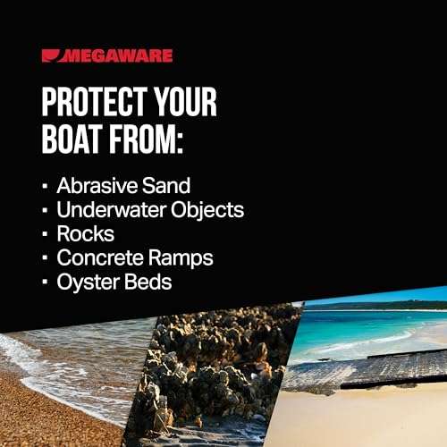 Megaware Self-Adhesive DIY Keel Guard - Prolongs The Life of Your Boat - Protects from Abrasive Sand, Rocks and Oyster Beds - 9 Kit Sizes - 5 Inches Wide (White) 4