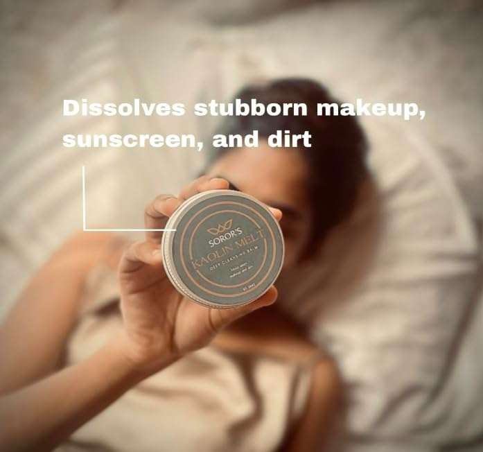 SOROR'S Kaolin Melt Cleansing Balm 10gms | For Clean, Smooth & Fresh Skin | With 100% Pure Sesame Oil, Castor Oil & Kaolin Clay | Cleanse Dirt, Non Greasy Makeup & Sunscreen | For All Skin Types (Pack of 1) 6