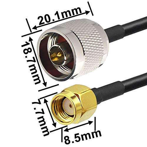 WiFi Antenna Extension Cable N Male to RP-SMA Male Low Loss Coax Pigtail Cable RG58 5M/16.4Ft for 3G/4G LTE Ham WiFi Repeater LoRa Antenna/Bobcat Miner/Helium HNT Hotspot Miner/Lightning Arrester 5