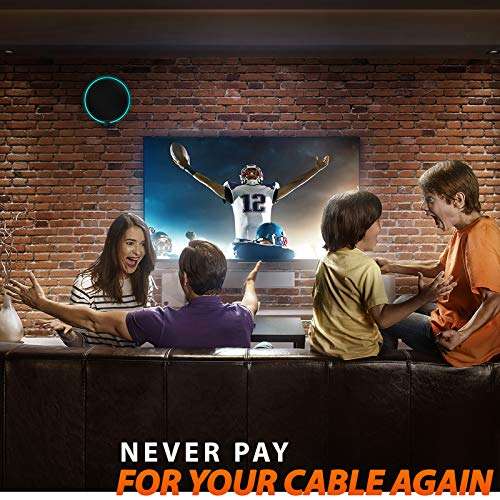 Amplified HD Digital Round TV Antenna Long 250+ Miles Range - Support 4K 1080p Fire tv Stick and All Older TV's - Indoor Smart Switch Amplifier Signal Booster - 18ft HDTV Cable/AC Adapter 6