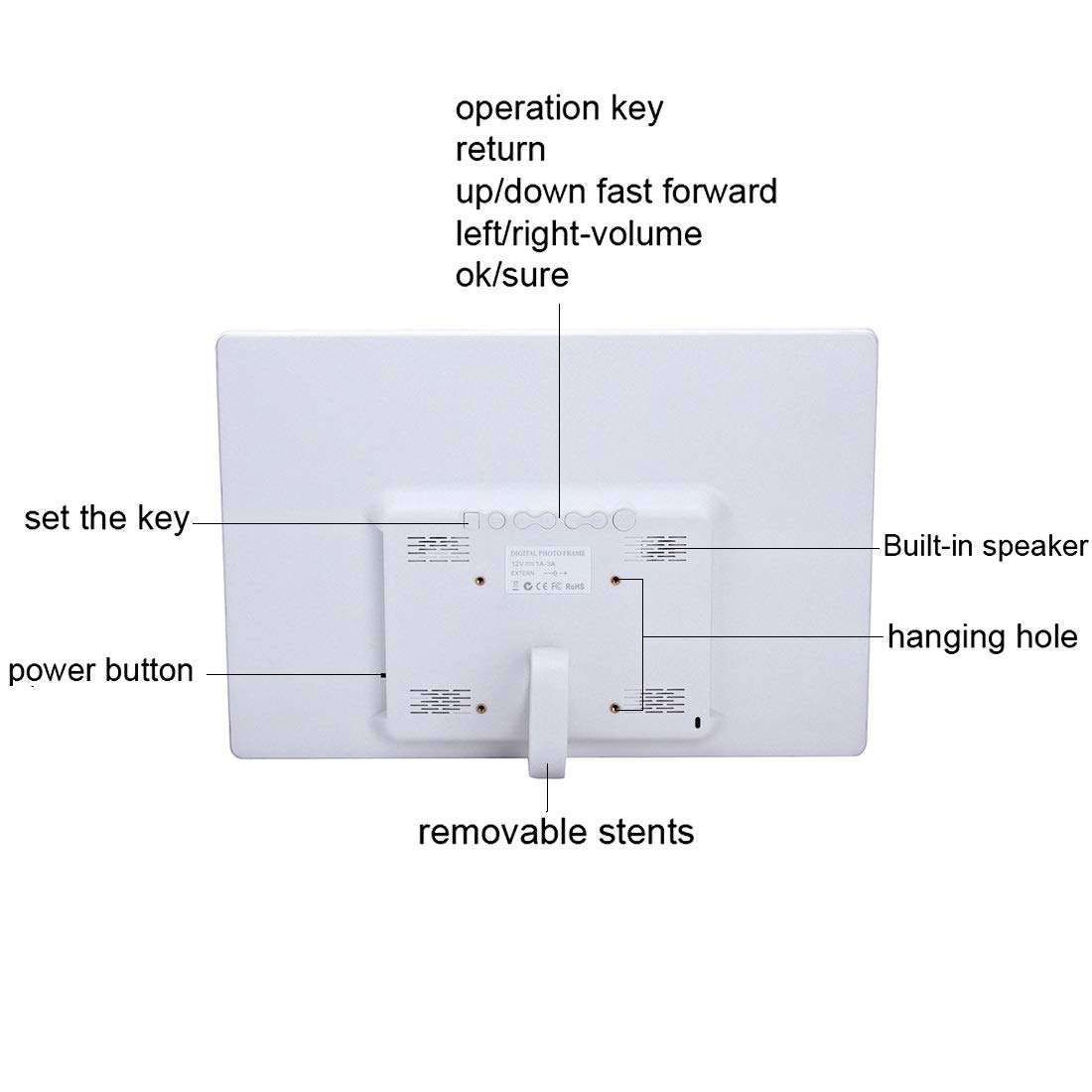 Keke Clothing Store Support SD/MS/MMC Card and USB(Black), Allwinner F16, 13 inch LED Display Digital Photo Frame with Holder & Removed Control (Color : White) 4