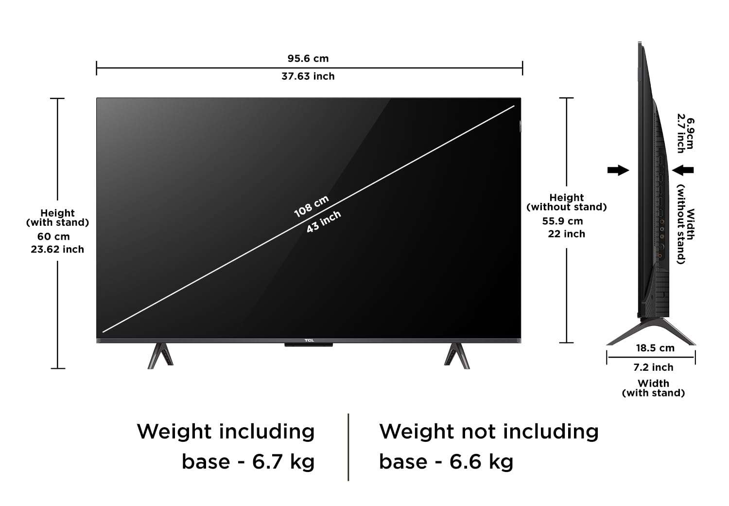 TCL 108 cm (43 inches) 4K Ultra HD Smart QLED Google TV 43C655 (Black) 4