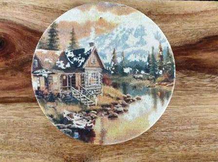 SANDSTERS Natural Sandstone Countryside Printed Absorbent Beverage Coasters Set of 2Pcs 1