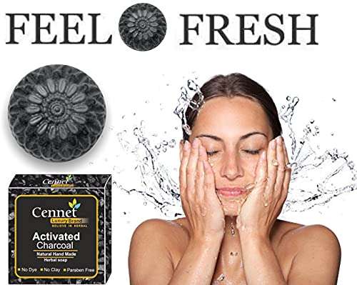 Cennet Activated Charcoal Soap For Women, Deep cleaning & Moisturising Skin & Remove Pimples, Blackheads, Acne Skin care soap.(Set of 2)(2 X 100g) 3