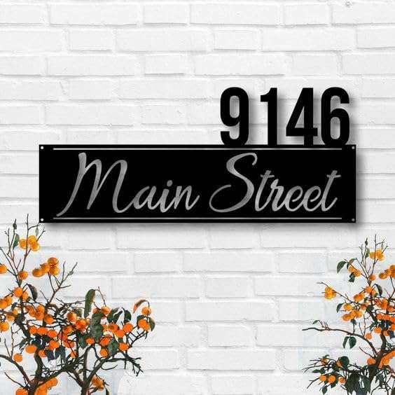 The C A F Customized Personalized Stainless Steel Black Letter Cutout Name Plate – Name Plate for Home Entrance House Doors, Stylish, Outdoor & Indoor, Waterproof (14 x 7 inch) 5