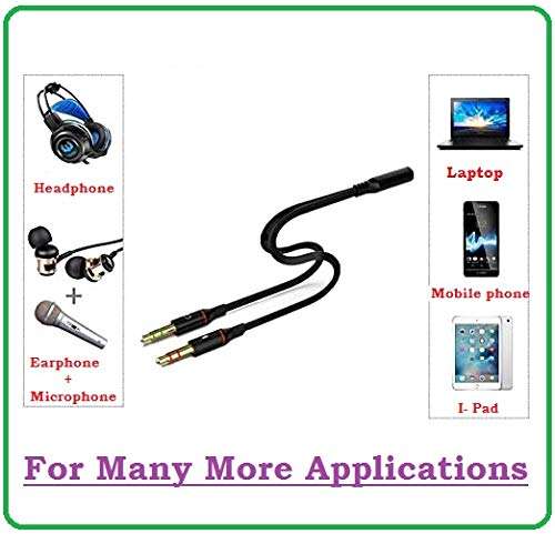 Two Male to One Female 3.5mm Headphone Earphone Mic Audio Y Splitter Cable Cord Wire for PC Laptop 3