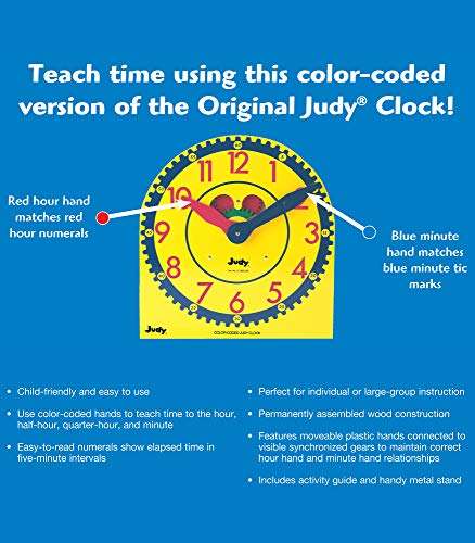 Carson Dellosa 13" x 12" Judy Clock, Time-Telling Teaching Clock for Kids, Classroom Clock for Teaching Time, Analog Clock, Teaching Clock for Classroom or Home School, Kindergarten to 3rd Grade 6