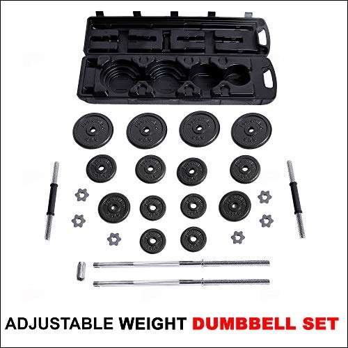 PowerMax Fitness PDS-50KG Adjustable Steel (Solid Iron) Dumbbells Weight Set with case and Hammer-tone colour 2