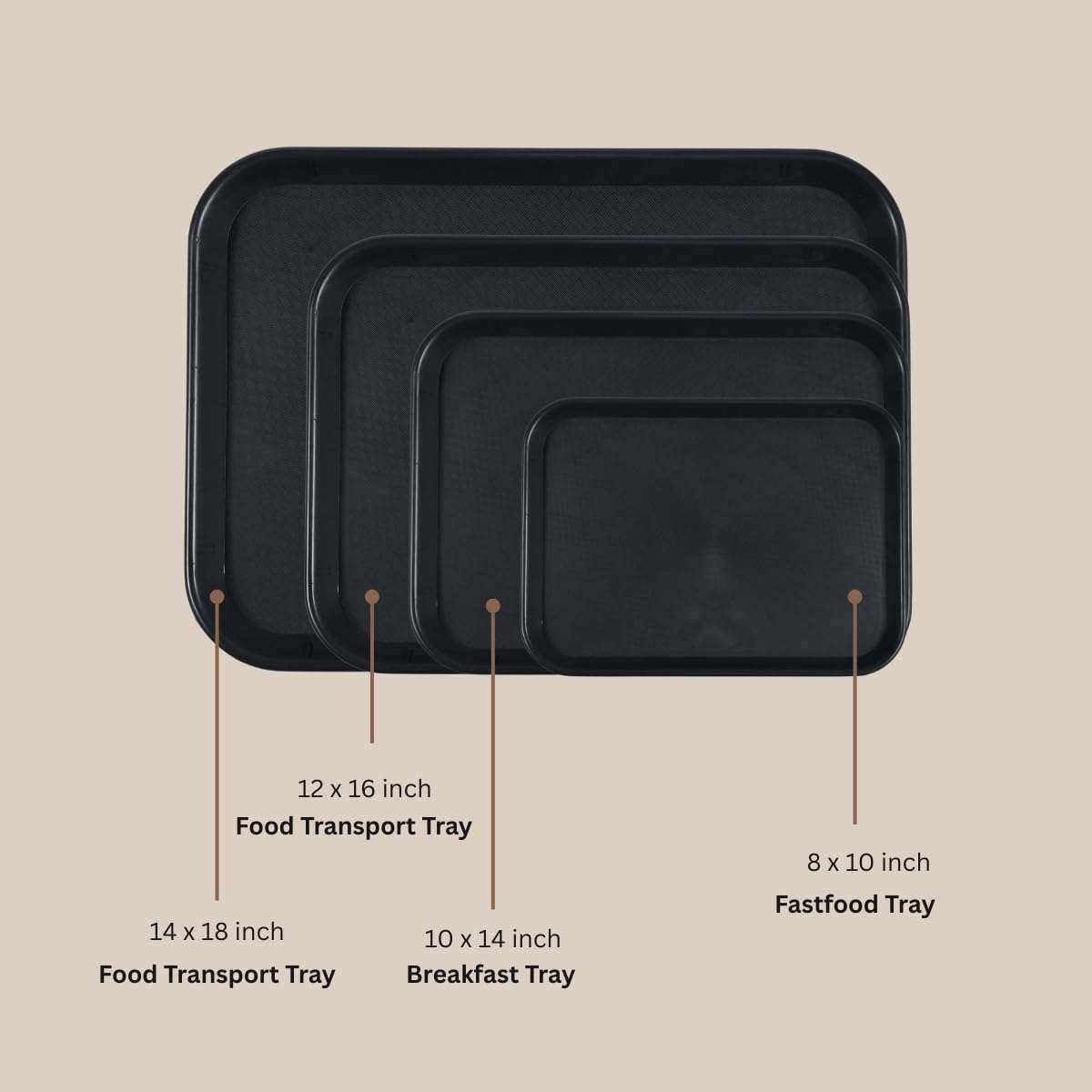 FP Plastic Serving Tray Set of 3, Black, 12x16, Multiuse for Home Kitchen, Restaurants, Cafeteria, Food Tray 5
