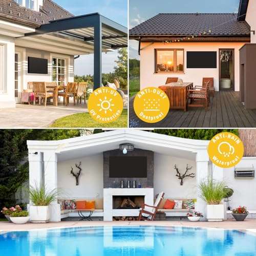 Mounting Dream Outdoor TV Cover Weatherproof with Bottom Cover for 30-32 inch TV, Waterproof and Dustproof TV Screen Protectors with Remote Control Pocket for Outside LED, LCD, OLED Flat Screen TVs 3