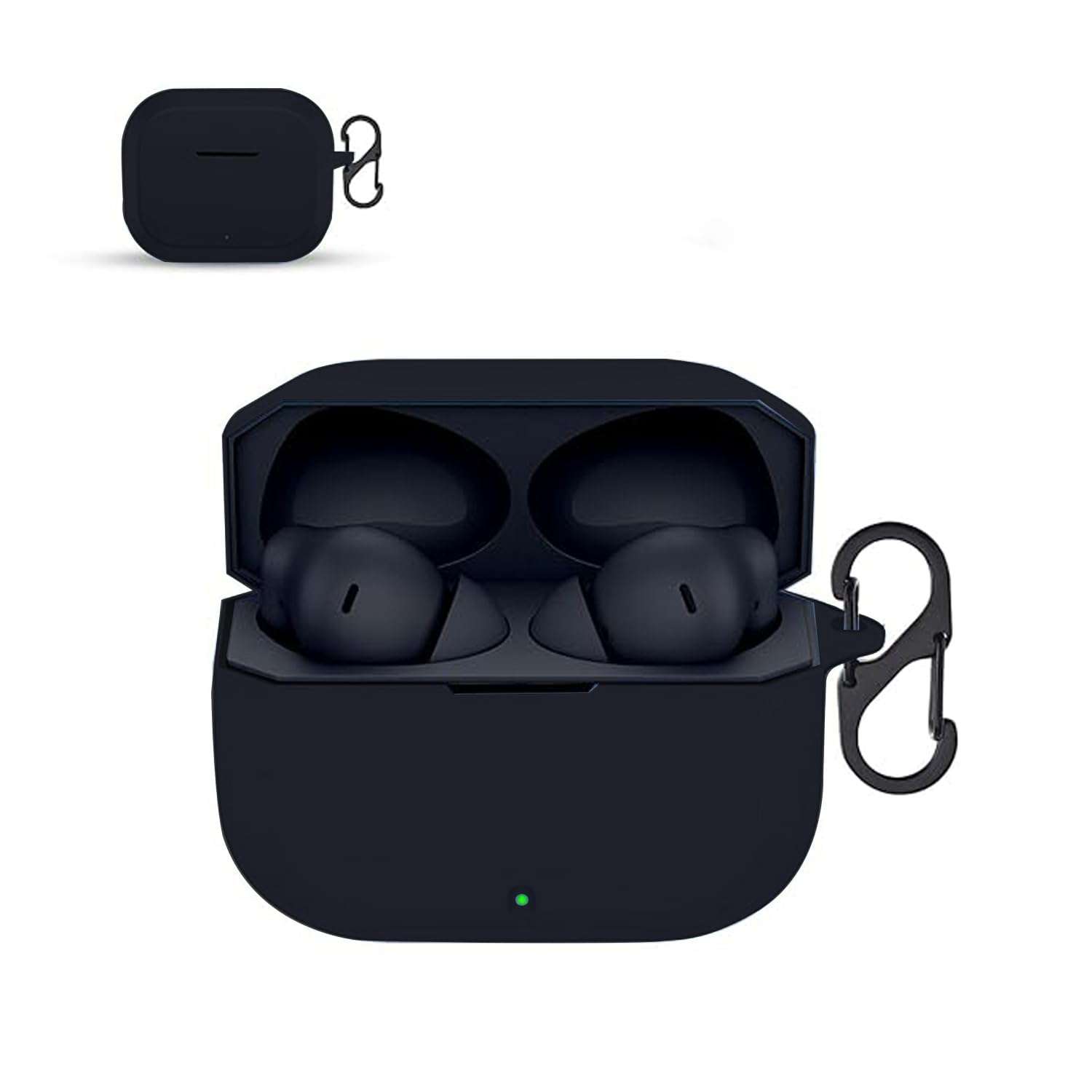 LIRAMARK Silicone Cover Case with Carabiner Compatible with OnePlus Nord Buds 3r (Black) 1