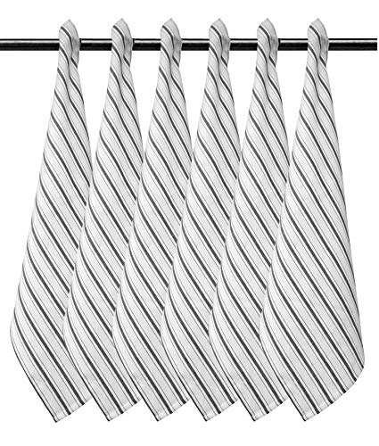 100% Cotton Vintage Stripe Ticking, Tea Towels, Table Towels, Kitchen Dish Towels with Texture for Kitchen Decor Super Absorbent Towels, (Set of 6) D08-18"x28"- Color- Black White 3