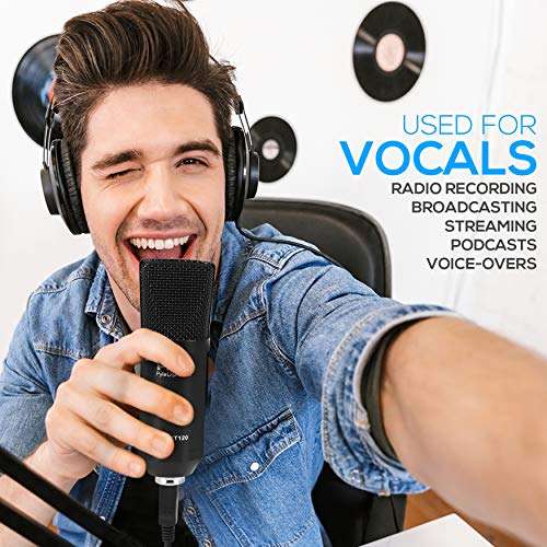 USB Microphone Podcast Recording Kit - Audio Cardioid Condenser Mic w/Desktop Stand and Pop Filter - for Gaming PS4, Streaming, Podcasting, Studio, YouTube, Works w/Windows Mac PC - Pyle PDMIKT120 3