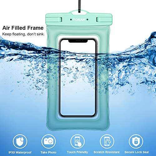 TONAK Universal Waterproof Phone Case Cell Phone Water Proof Pouch Dry Bags for iPhone 11 Pro Max XS Max XR X 8 7 6S Plus Samsung Galaxy s10/s9 Google Pixel Up to 6.8" IPX8 Underwater Case (2 Pack) 2
