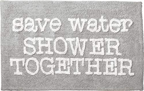 Primitives by Kathy Save Water Shower Together Bath Rug, Gray