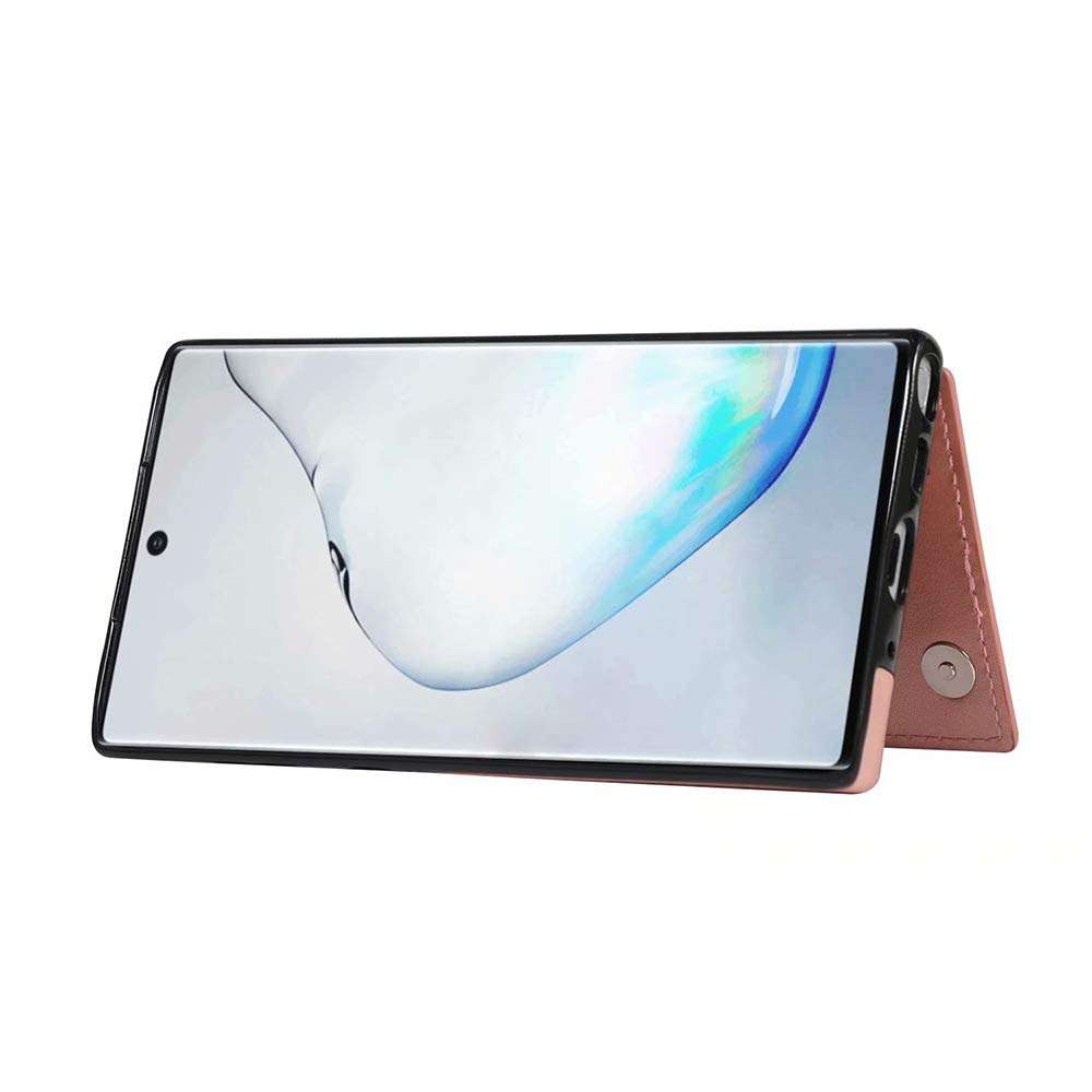Phone Case for Samsung Galaxy Note 10 with Tempered Glass Screen Protector Card Holder Wallet Cover Flip Leather Cell Accessories Glaxay Note10 5G Gaxaly Notes 10s Ten Not S10 Cases Women Rose Gold 6