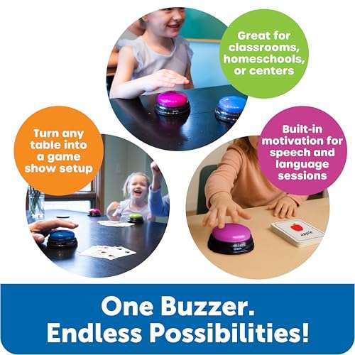 Learning Resources Answer Buzzers - Set of 4, Ages 3+, Assorted Colored Buzzers, Game Show Buzzers, Perfect for Family Game and Trivia Nights, for Kids 2