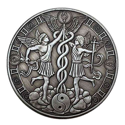 VanSP Constellation Coins Commemorative Antique Lucky Silver Coins Love Mermaid Sun God Copper Plated Silver Relief Coins Box Gemini 1