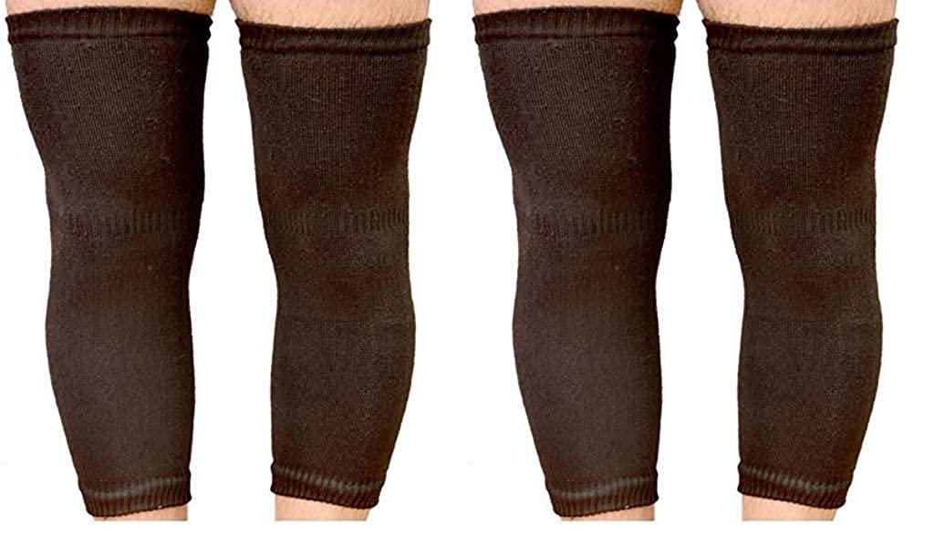Krystle Unisex Winter Warm Protector Knee Cap Woolen Thermal Warm Elastic Leg Knee Warmer (Brown)-(Pack of 2 Pairs)