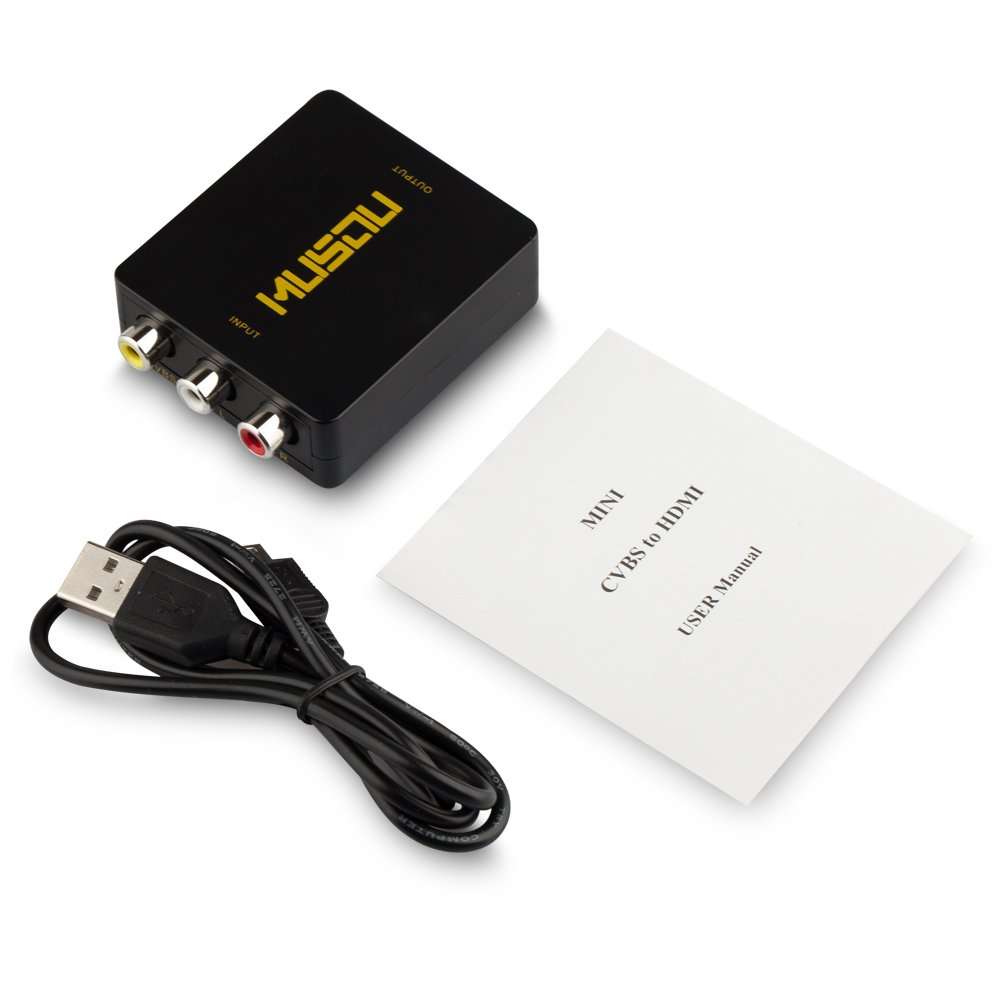Hdiwousp 1080P HDMI to RCA Composite AV Video Audio Converter Support NTSC/PAL for Xbox One,Blu-ray,DVD,PS4,Roku,Chromecast,Laptop,Amazon Fire TV Stick,Apple TV,Black 6