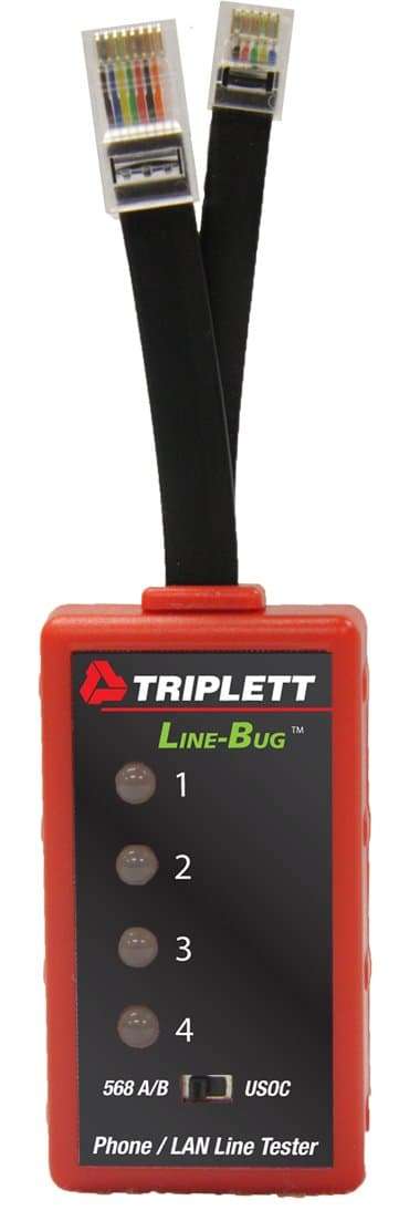 Triplett Line-Bug 4 Telephone and LAN Line Tester - Detect Damaging Currents on RJ11 and RJ45 Lines (9615)