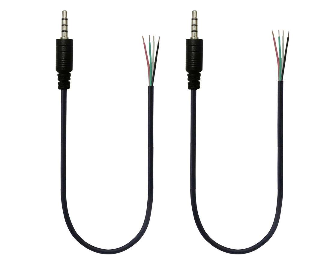 UOTOO 3.5mm Headphone Jack Plug Replacement Repair, 4 Pole Stereo 1/8" 3.5mm to Bare Wire Audio Cable (2-Pack)