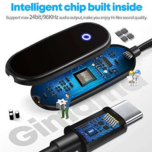 USB C to 3.5mm Headphone and Charger Adapter, Gimama 2-in-1 USB C to Audio Adapter, PD Fast Charging, Hi-Res Sound, Compatible with iPad Pro 2018/2020, Google Pixel 2/3/XL, Galaxy Note10/S20/A60/80/8S 3