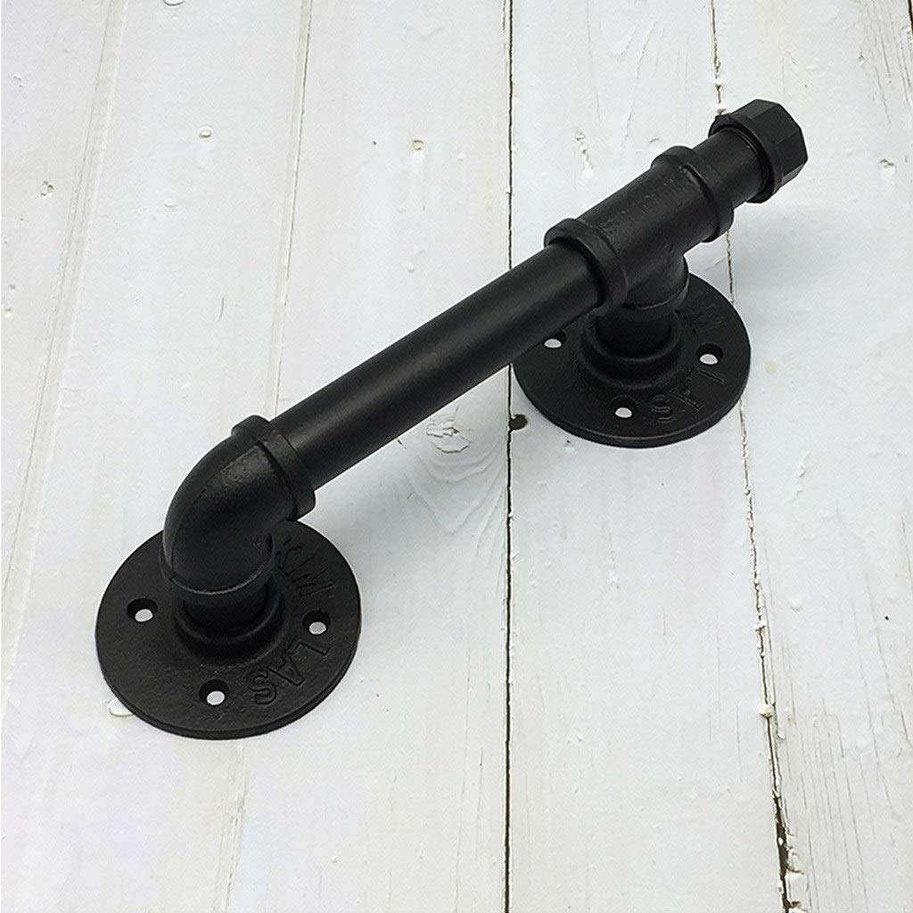 RTY-BY Black Barn Door Handle External Internal Pull - Wrought Iron Sliding Patio Door Handle Replacement Hardware Sets with Screw Fix - for Gate Shed and Garage Outdoor Indoor (Size : 38cm) 3