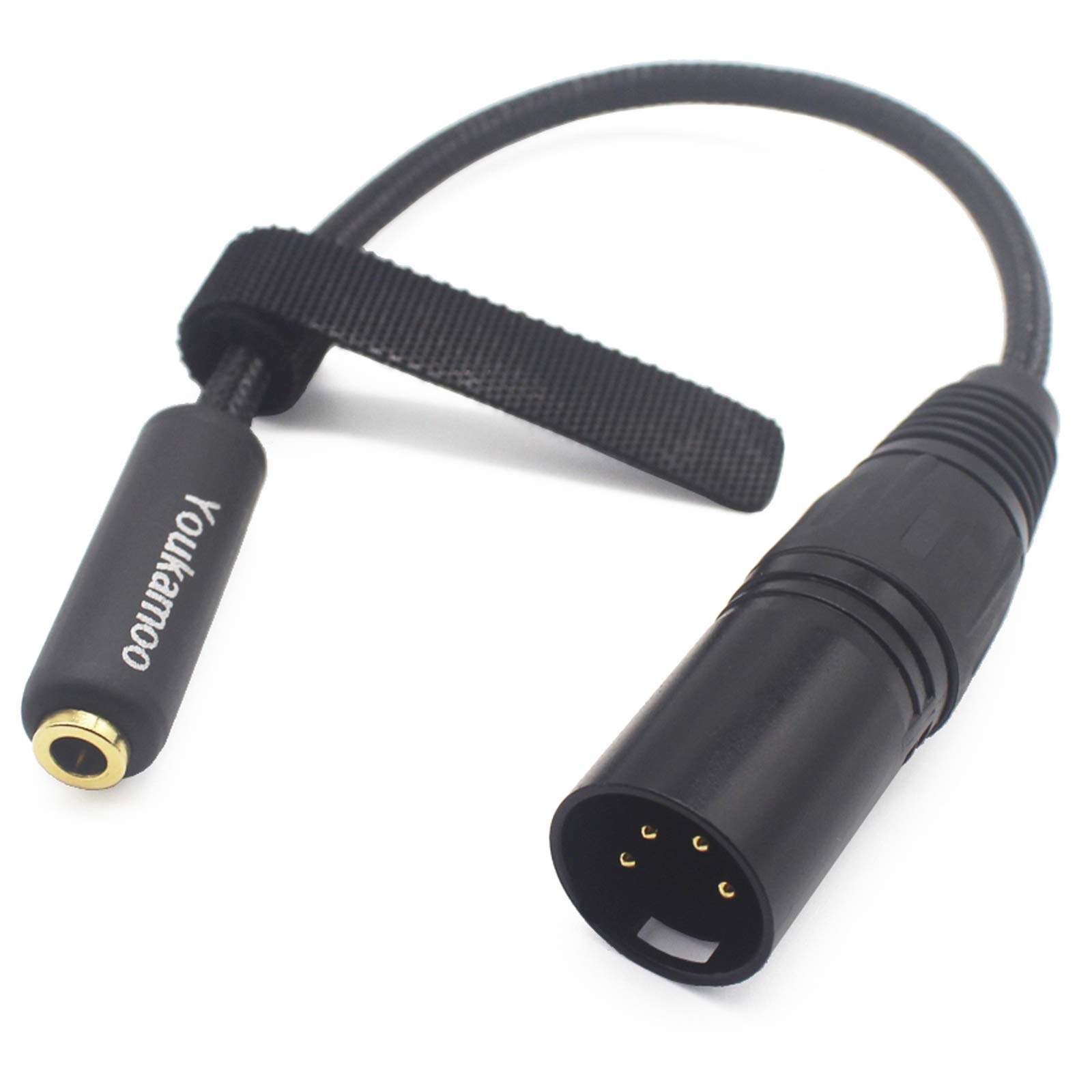 Youkamoo 4-Pin XLR to 4.4mm Balanced 4 Pole Female Headphone Audio Adapter Cable 15CM, 8 Core Silver Plated Adapter Cable 1