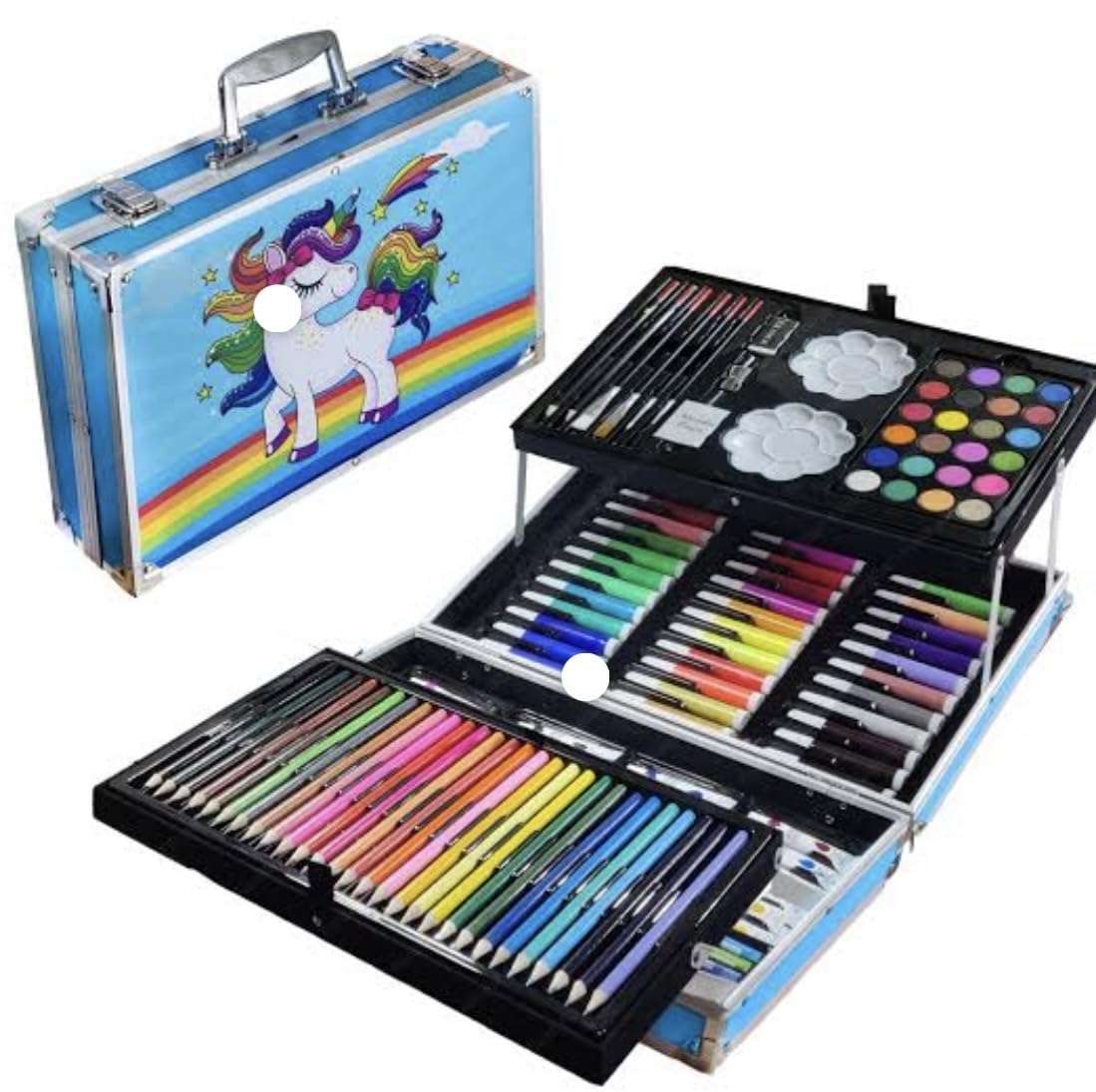 SHARNGA-Art Set for Kids, 145 Pcs Drawing Kit with Oil Pastels, Paint Brushes, Multiple Coloring Kit, Professional Drawing Pencil, Watercolor, Sketches, Acrylic Tube(As Per Stock) Unicorn Art Set 6