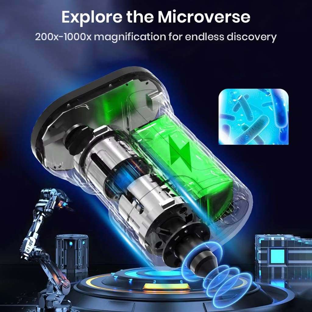 TECPHILE Microscope for Kids Students with Stand Handheld Mini Portable 200-1000X Magnification Digital Microscope Kit 1080P, 2.0" LCD Screen Rechargeable Pocket Microscope, Photo & Video Recording 6
