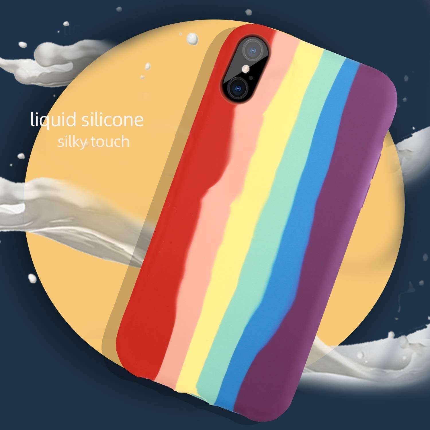 MUTEBOX Rainbow Case | Slim & Protective Design Silicone Back Cover with Logo Compatible for iPhone X (Red) 3
