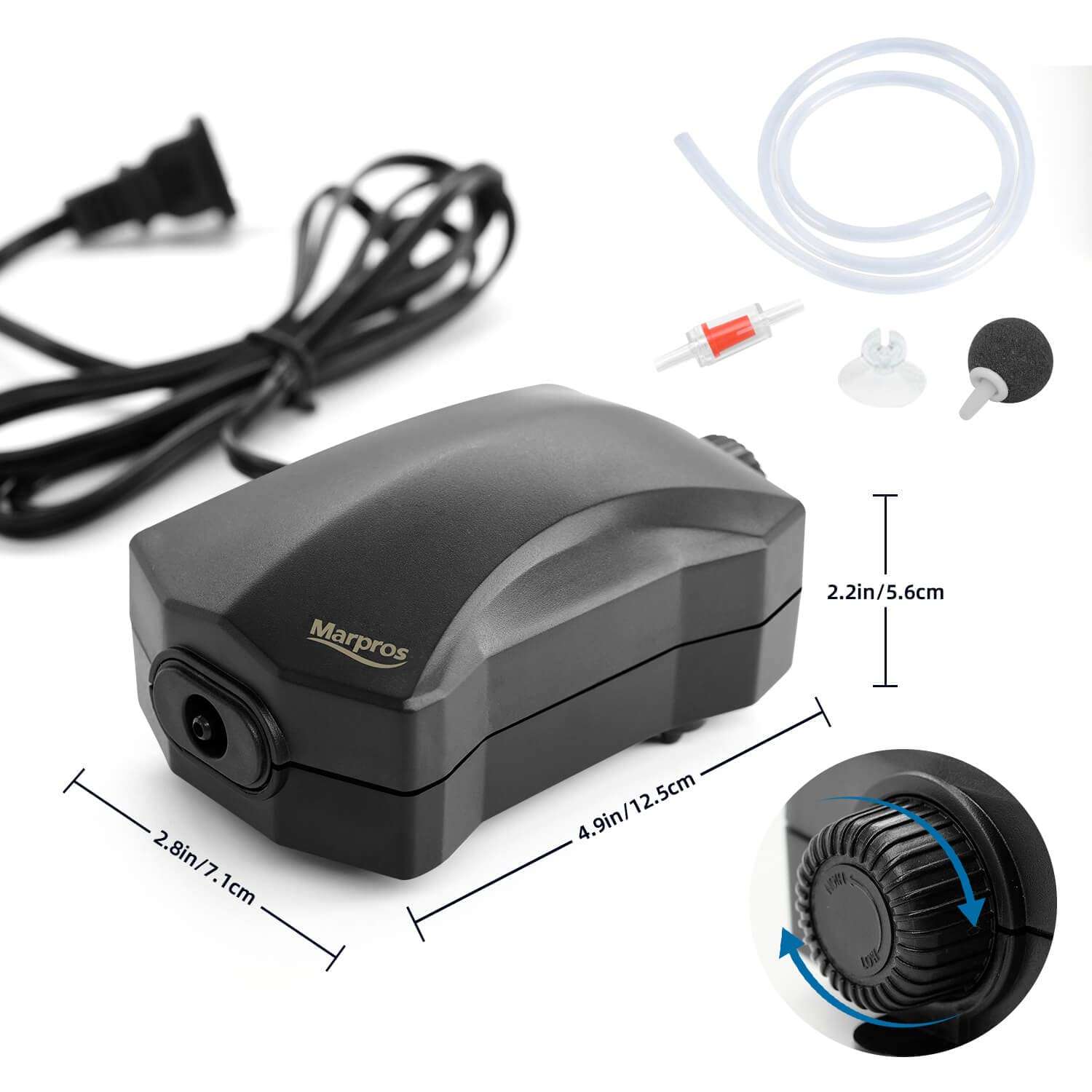 Aquarium Air Pump,Marpros Air Pump for Fish Tank 2 Outlet,Adjustable air bubbler for Fish Tank,Super Quiet Oxygen Pump for Aaquarium 20 to 40 Gallon with Accessories 6