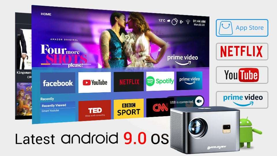 DazzleView projector, 4K Native Full HD 1920*1080p with 15000 lumens,auto keystone focus (Grey) 3