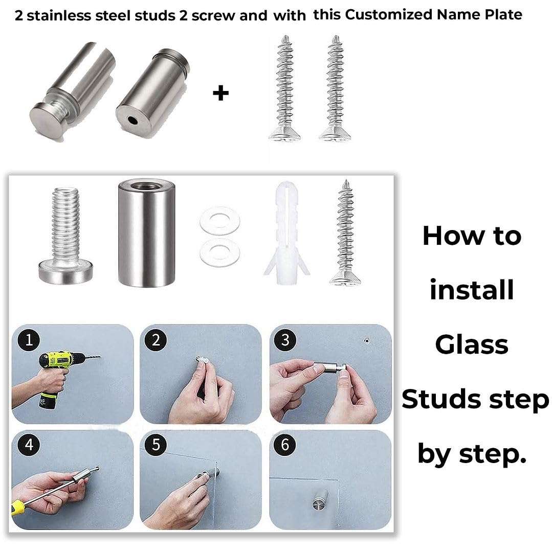 CHELNA Customized Rectangle Golden Glossy Mirror Border White Name Plate with Golden Laser Cut Letter for Entrance Decoration(25x16) 6